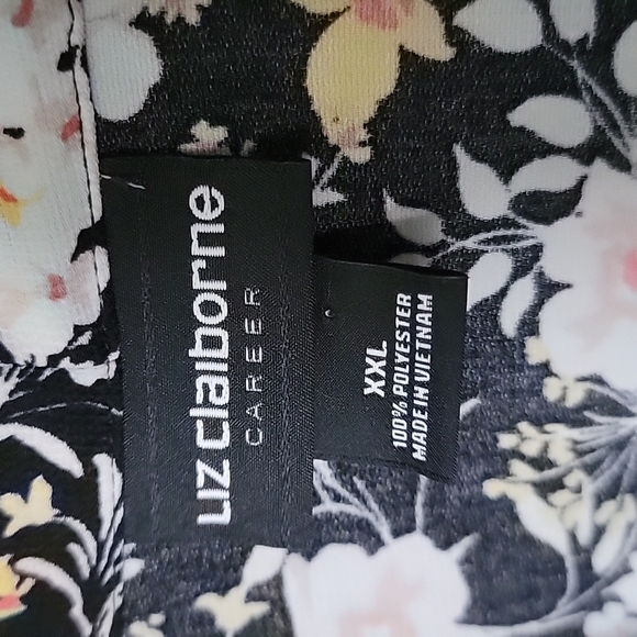 Liz Claiborne Spring Office Tie Neck sleeveless floral top XXL - Picture 2 of 6